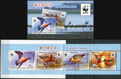 КНДР. 2015. Исландский песочник (Calidris canutus) (Марочный буклет. MNH OG)