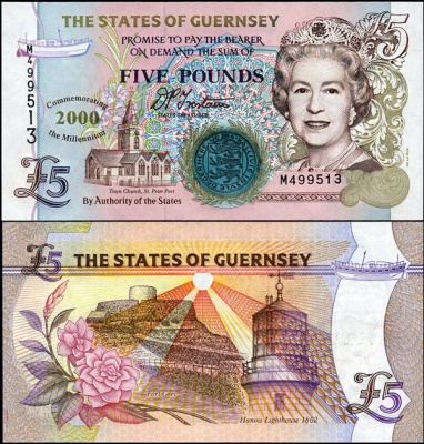 Гернси. 5 фунтов (Unc) 1996