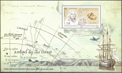 ФЮАТ. 2022. 250-летие открытия архипелага Крозе (Почтовый блок. MNH OG)