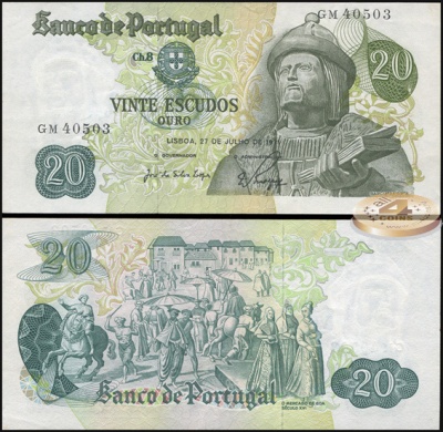 Португалия. 20 эскудо (Unc) 1971