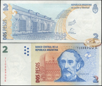 Аргентина. 2 песо (Unc) 2010