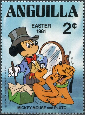 Ангилья. 1981. Микки Маус и Плуто (Почтовая марка. MNH OG)
