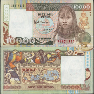 Колумбия. 10000 песо (Unc) 1994