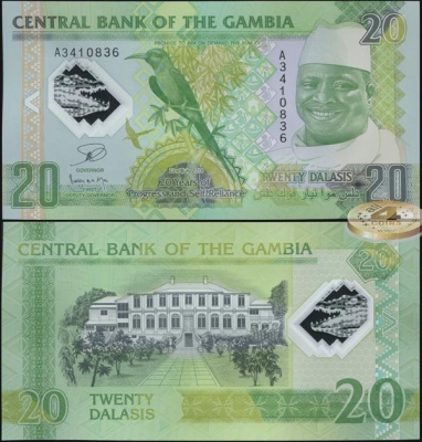 Гамбия. 20 даласи (Unc. Пластик) 2015