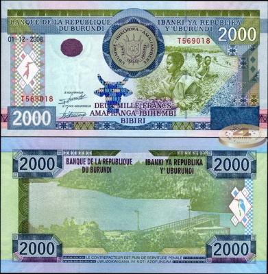 Бурунди. 2000 франков (Unc) 2008