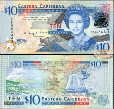 Восточные Карибы. 10 долларов (Unc) 2008