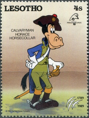 Лесото. 1989. Гораций Хорсколлар в роли кавалериста (Почтовая марка. MNH OG)