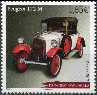 Андорра Французская. 2017. Классические автомобили: Peugeot 172M (Почтовая марка. MNH OG)