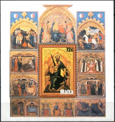 Мальта. 2004. Средневековый образ святого Павла (Почтовый блок. MNH OG)