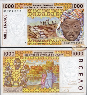 Кот-д’Ивуар (КФА Запад). 1000 франков (Unc) 2003