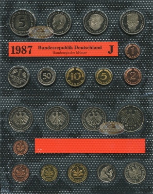 Германия (ФРГ). Официальный набор (Unc. 10 монет) 1987.J