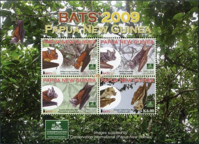 Папуа Новая Гвинея. 2009. Летучие мыши Папуа Новой Гвинеи (Малый лист. MNH OG)