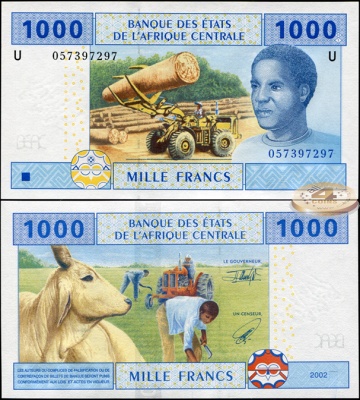 Камерун (КФА Центр). 1000 франков (Unc) 2002