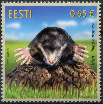 Эстония. 2019. Европейский крот (Talpa europaea) (Почтовая марка. MNH OG)