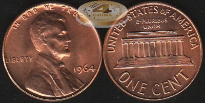 США. 1 цент. 1964 (Unc)