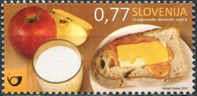 Словения. 2015. Традиционный словенский завтрак (Почтовая марка. MNH OG)