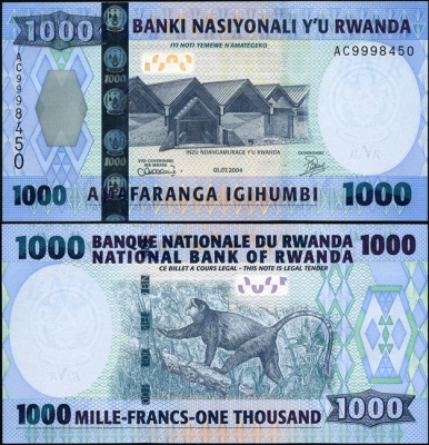Руанда. 1000 франков (Unc) 2004