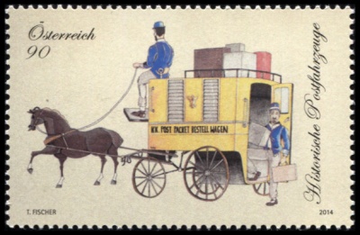 Австрия. 2014. Экипаж для перевозки почтовых отправлений (Почтовая марка. MNH OG)