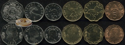 Танзания. Набор №6 (6 монет) 1976-2000