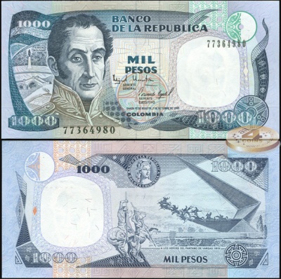 Колумбия. 1000 песо (Unc) 1995