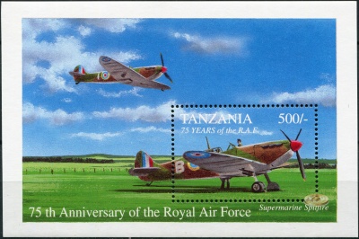 Танзания. 1994. 75 лет Королевским Военно-воздушным силам (Блок. MNH OG)