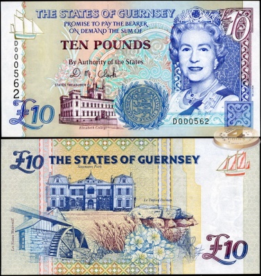 Гернси. 10 фунтов (Unc) 1995