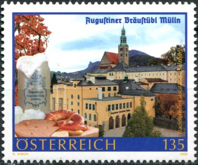 Австрия. 2022. Пивоварня "Августинер" (Augustiner Bräustübl Mülln) (Почтовая марка. MNH OG)