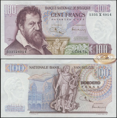 Бельгия. 100 франков (Unc) 1971