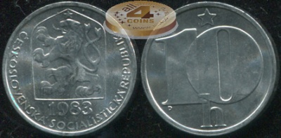 Чехословакия. 10 геллеров. 1983 (Unc)