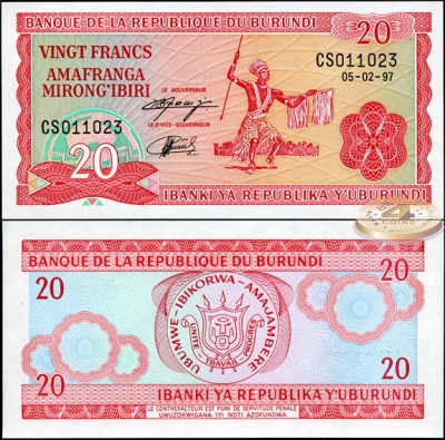 Бурунди. 20 франков (Unc) 1997