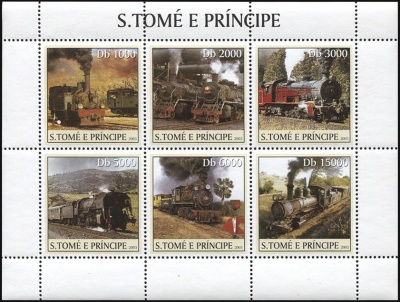 Сан-Томе и Принсипи. 2003. Паровозы (М.Лист. MNH OG)