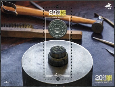 Португалия. 2022. 20-я годовщина введения евро (Почтовый блок. MNH OG)