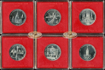 Набор "Олимпиада'80" из 6 монет. (6 Box-Unc)