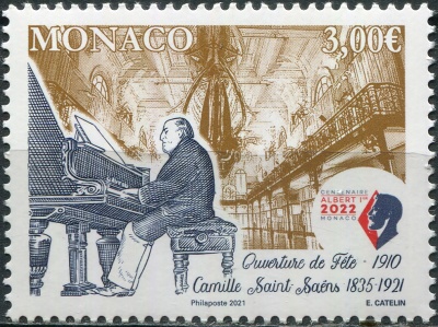 Монако. 2021. 100-летие со дня смерти Камиля Сен-Санс (Почтовая марка. MNH OG)