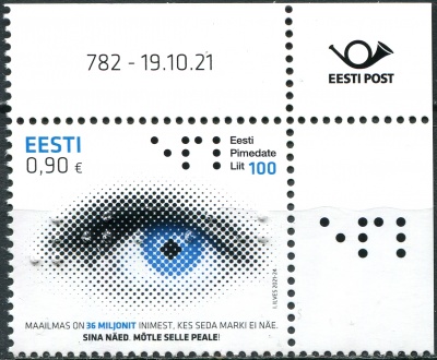 Эстония. 2021. 100-летие Эстонской федерации слепых (II) (Почтовая марка. MNH OG)