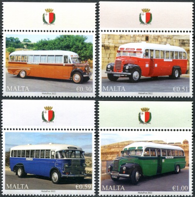 Мальта. 2022. Автобусы Мальты (Серия Почтовых марок. MNH OG)