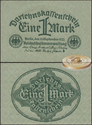 Германия (Веймарская респ.). 1 марка (Unc) 1922