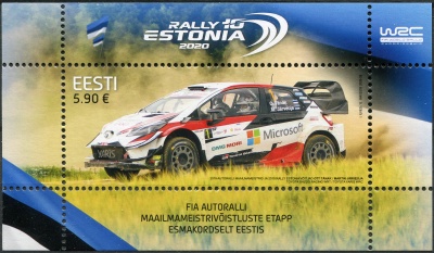 Эстония. 2020. Автогонка WRC Rally Estonia (Почтовый блок. MNH OG)
