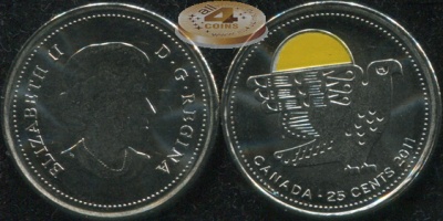 Канада. 25 центов. 2011 (Unc. Эмаль)