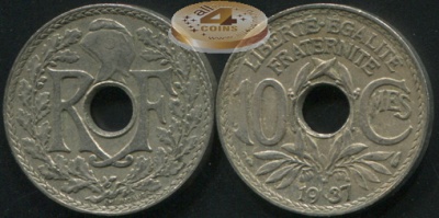 Франция. 10 сантимов. 1937 (XF)