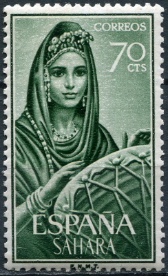 Испанская Сахара. 1964. Кочевники. Барабанщики (Почтовая марка. MNH OG)