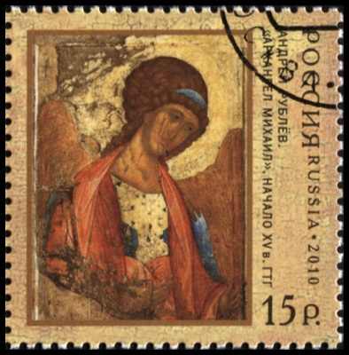 Россия. 2010. Андрей Рублёв "Архангел Михаил". Начало XV в. ГТГ (Почтовая марка. CTO Гашеная)