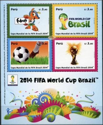 Перу. 2014. Чемпионат мира по футболу. Бразилия 2014 (Малый лист. MNH OG)