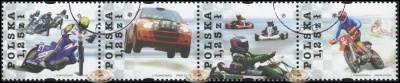 Польша. 2004. Мото- и автоспорт (Сцепка. CTO Гашеная)