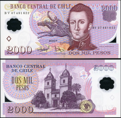 Чили. 2000 песо (Unc. Пластик) 2007