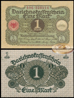 Германия [Веймарская респ.]. Банкнота 1 марка. 01.03.1920. Unc. Бумага. Кат.# B.58a