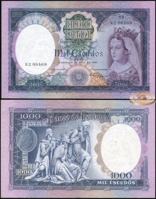 Португалия. 1000 эскудо (XF+) 1961