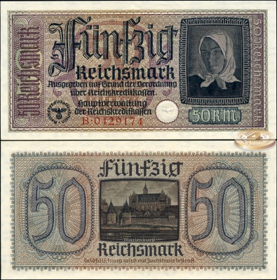 Германия (3й рейх). 50 марок (Unc) 1939