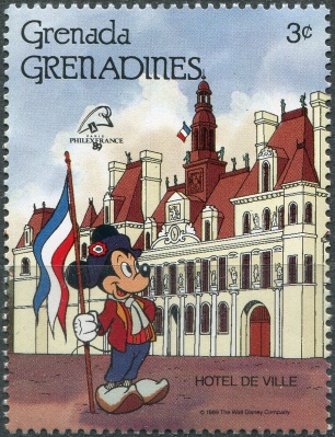 Гренада Гренадины. 1989. Отель де Вилль - Микки (Почтовая марка. MNH OG)