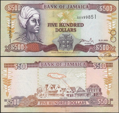 Ямайка. 500 долларов (Unc) 2003